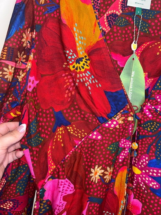 Farm Rio Snake Garden Red Floral Mini Dress NWT Large Tropical Boho - Picture 10 of 16